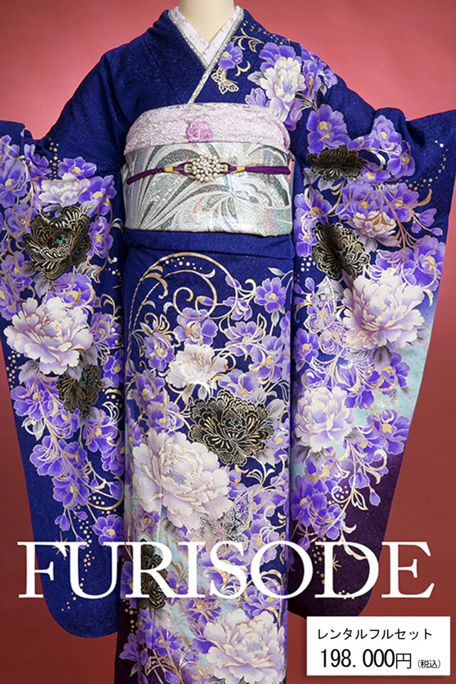 スタジオ432 (北杜市須玉町）の振袖 /紫色/クール/牡丹柄/ 新作振袖