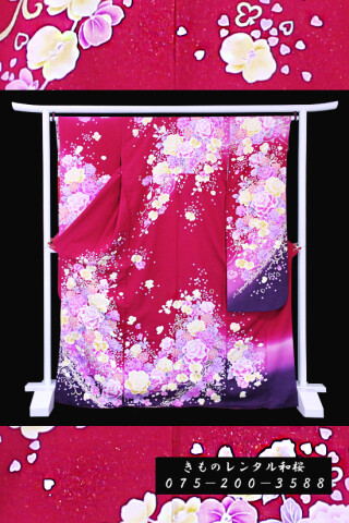 【F-42】　ローズレッド/薔薇・胡蝶蘭・パール・スート/洋風_振袖_59532