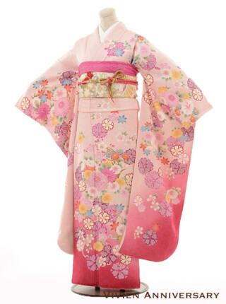 正絹　ピンク花かのこ_振袖_56646