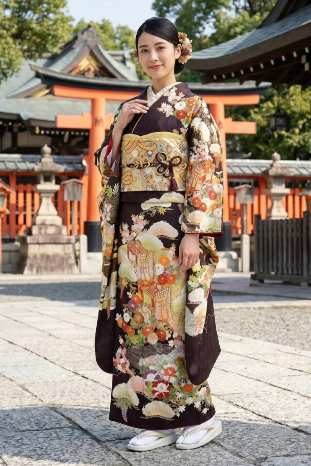 川平屋 名古屋栄店の振袖 /茶色/古典/花柄/ 十日町 吉澤 | My振袖