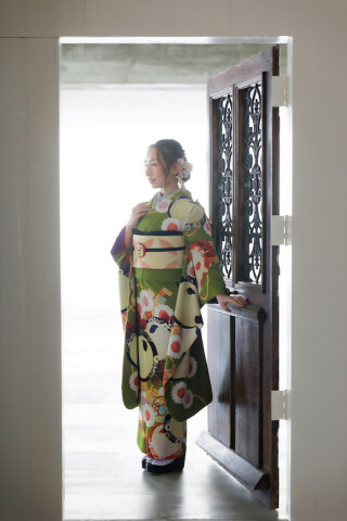 抹茶色の琳派柄Furisode_振袖_75011