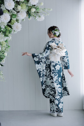 グリーン地色の新作Furisode_振袖_77461