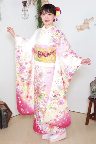 白地 ピンク花尽くし 小柄_振袖_63557