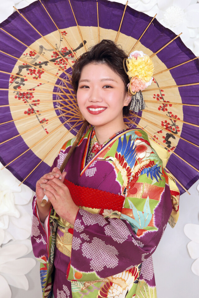 染の北川 濃紫 松竹梅 金彩 振袖 染の北川 濃紫 松竹梅 金彩 振袖