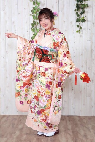 サーモンピンク花扇_振袖_60235