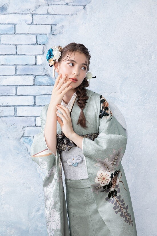 フォトスタジオ凛 成瀬店の振袖 /グレー色/黒色/クール/椿柄/ JM07/03