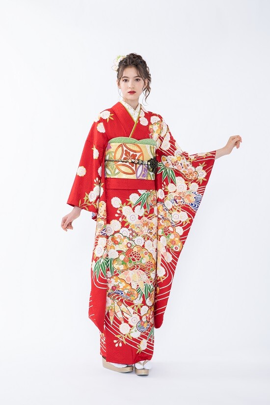 フォトスタジオ凛 成瀬店の振袖 /赤色/ゴールド色/古典/竹柄