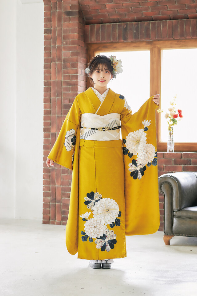 bridalかとうの振袖 /黄色/白色/クール/菊柄/ 振袖 | My振袖
