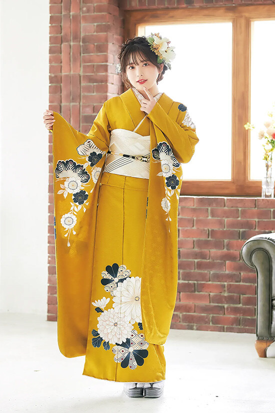 bridalかとうの振袖 /黄色/白色/クール/菊柄/ 振袖 | My振袖