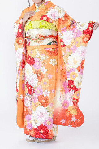 みかん　振袖単品 みかん 振袖単品 楽天市場】【成人式 振袖 レンタル】RS879 正絹 桃色