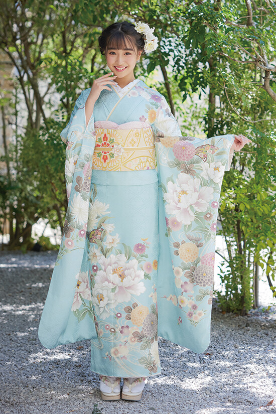 トキワヤ呉服店の振袖 /水色/エレガント/牡丹柄/ FL-C315 | My振袖