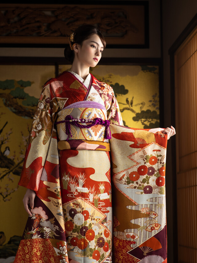 柏高島屋写真館の振袖 /朱色/その他色/古典/その他/ FF0012 | My振袖