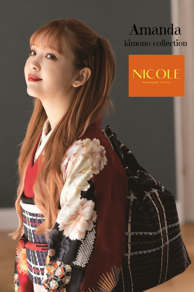 Amanda キモノコレクション 池袋の振袖 /黒色/赤色/古典/菊柄