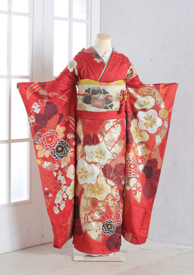 天使の森 小山ルミナスの振袖 /朱色/その他色/古典/梅柄/ 花ごろも 赤