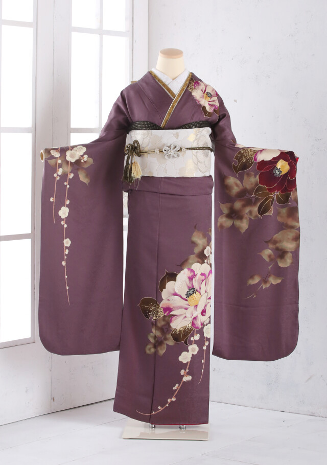 アンティーク 小振袖 椿 天使の森 小山ルミナスの振袖 /茶色/その他色/エレガント/椿柄