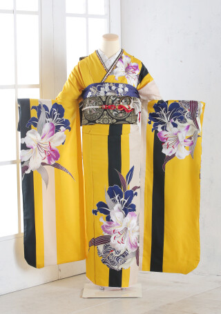 モガフリ黄ストライプ_振袖_85948 | 天使の森　小山ルミナス