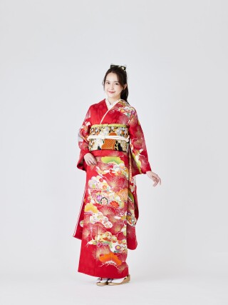 赤地花松重ねに針松　613373_振袖_100486