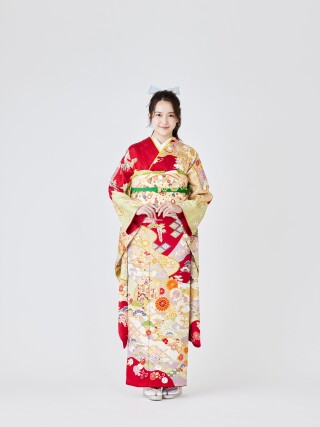 赤地刺繍御所の四季文様　614178_振袖_100487