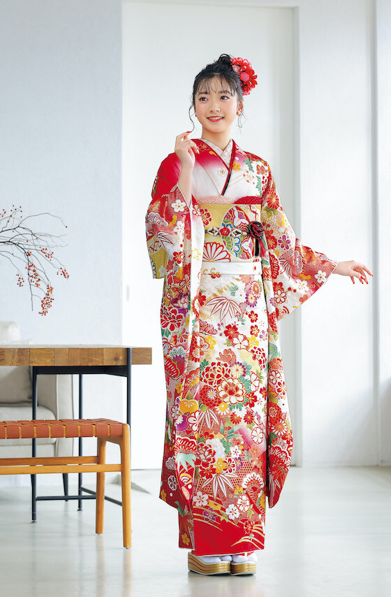 一華-ICHIKA-」 松井山手店の振袖 /赤色/白色/キュート/波柄/ No.1921