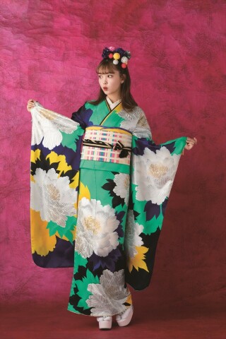 【ちびこ様ご購入専用です】No.14 新品　成人式　振袖 　紺色　白　藤田ニコル 6cba63aa5853706702f0785ba18a58