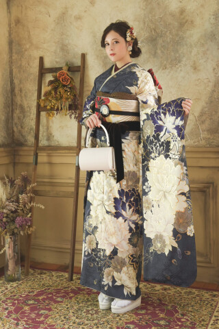 Raffine ネイビーアッシュ_振袖_93091