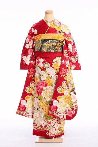 赤地に白の花柄で品のある美しい振袖_振袖_71717
