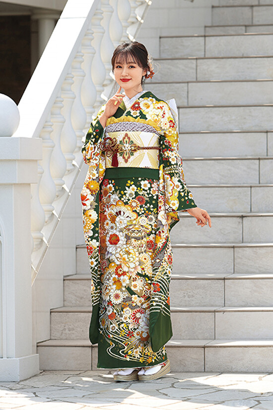 FURISODE MIKUNI／振袖ミクニの振袖 /緑色/白色/古典/花柄/ 50C_510