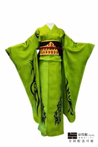 Tribal Green ＆ Yellow Heart Guitar_振袖_98777