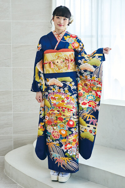 千里中央 京ごふく たかはしの振袖 /青色/古典/その他/ 振袖フルセット