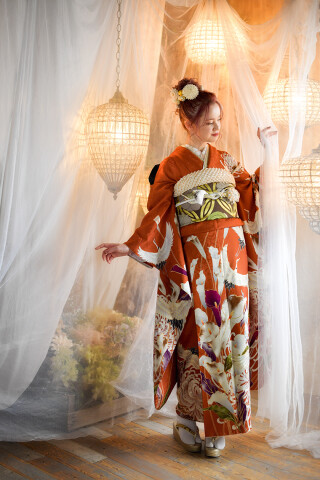 スタジオオレンジの振袖 /その他色/エレガント/鶴柄/ TRF-022OR | My振袖