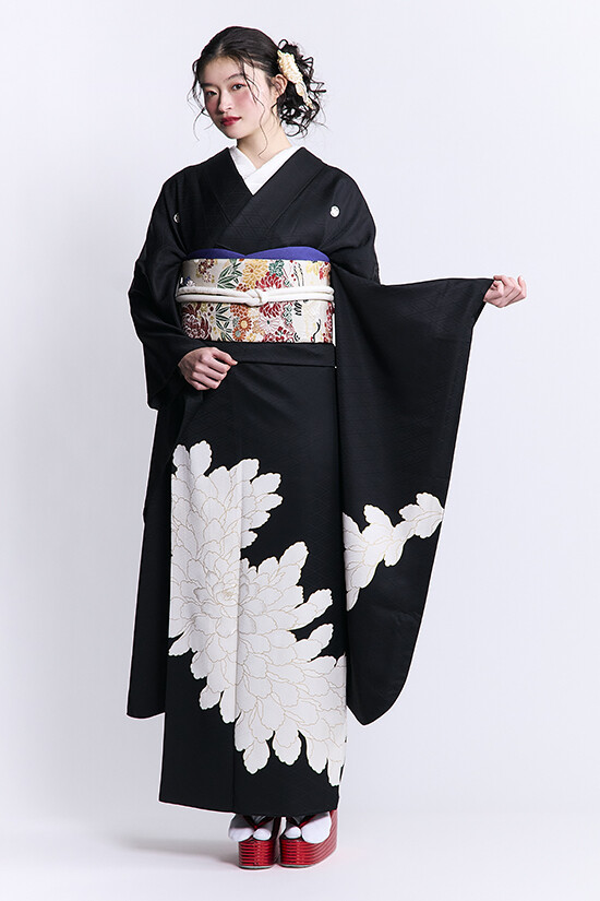 振袖KAPUKIの振袖 /黒色/白色/古典/牡丹柄/ 黒紋付牡丹 | My振袖