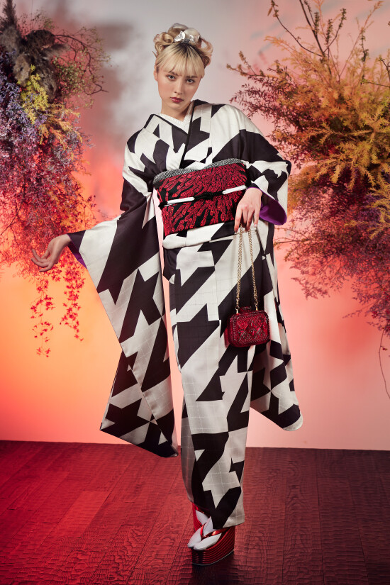 振袖 身長157-172cm 黒白　正絹 r2046-f-00.jpg