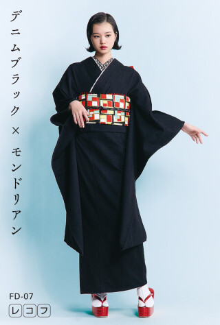 デニムブラック × モンドリアン_振袖_91405