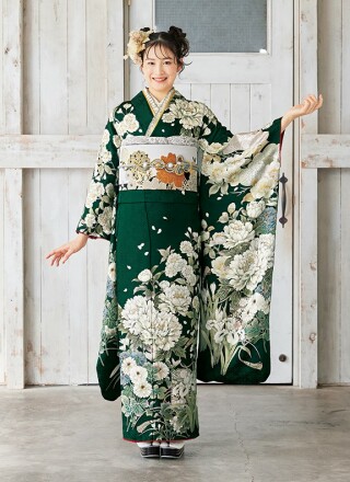 緑地 ニュアンスカラーの花柄_振袖_74319