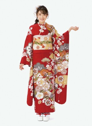 赤地 伝統的な古典柄_振袖_74344