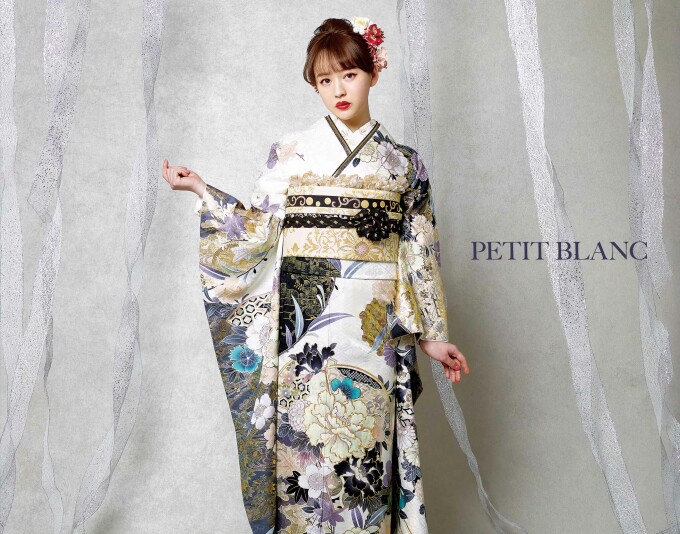振袖セット プレミアム古典 くすみグリーン/ニュアンスカラー ねじり菊 ラメ入り