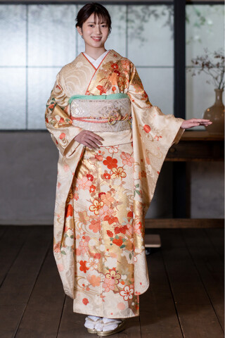 梅の花模様 薄桃色 金駒刺繍 金彩 パステル 淡色 袷 正絹 成人式 振袖 着物 fuset161m-9451_2.jpg