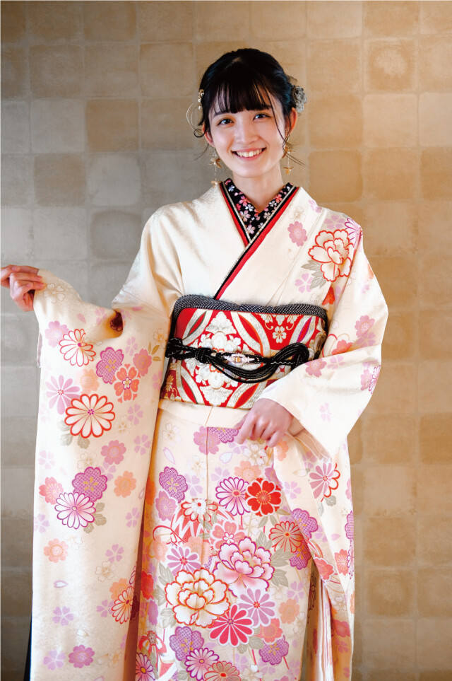 心晴 / koharu.の振袖 /白色/ピンク色/古典/菊柄/ FS-3202L | My振袖