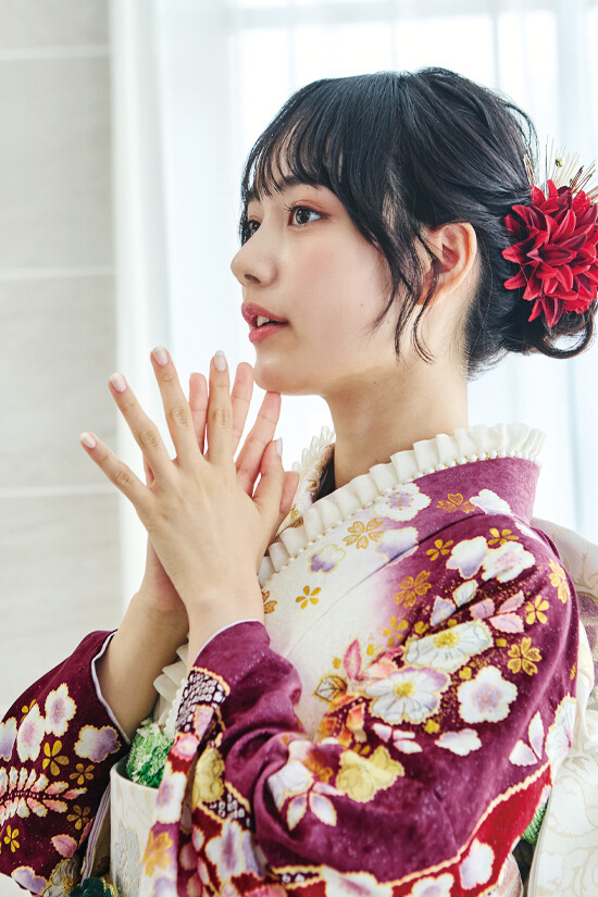 マルサ呉服店の振袖 /白色/紫色/古典/花柄/ 雪月花 | My振袖