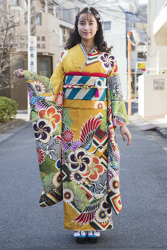 きもののきらりイズミヤ和歌山店の振袖 /黄色/レトロ/梅柄/ 振袖 | My振袖