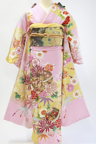 振袖　桃色と黄色　鞠と花柄_振袖_83601 | Photo Studio MiShot