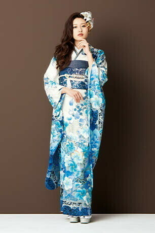 H⭐R お振り袖Msize no 137 紺地 シンプル小鳥柄振袖【126】 – SAKURA