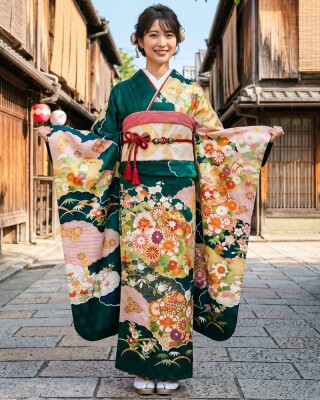 十日町友禅 – 振袖 – 緑07_振袖_86432 | 濱上呉服店 金沢店