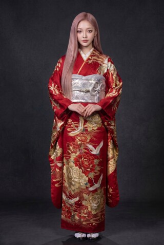 赤振袖　神楽呉服店オリジナル　金彩牡丹柄_振袖_100598 | 龍,虎,鳳凰の柄専門店　神楽呉服店By#振袖gram東札幌駅前店