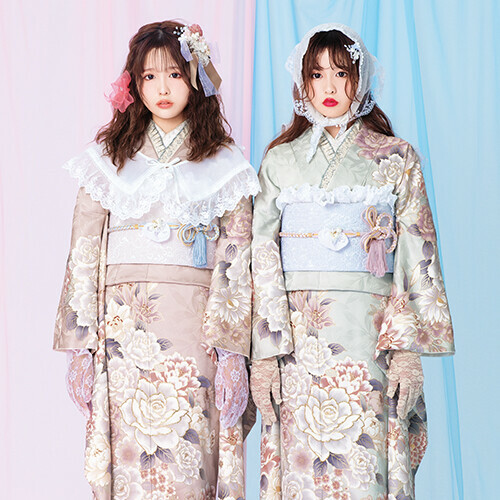 itumo様　409.透明感溢れる女神　振袖7点セット 正絹　フルセット　成人式 セール】 仕立付き 正絹振袖 フルセット32点 白色 くすみ色 花柄 絹100