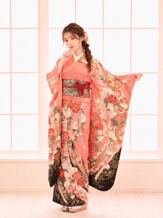 Teo hairmake&spaの振袖 /ピンク色/古典/花柄/ ランクA（無料） | My振袖