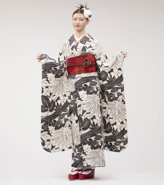 きものレンタル梅ヶ丘の振袖 /白色/古典/鶴柄/ 白「鶴の恩返し」 | My振袖
