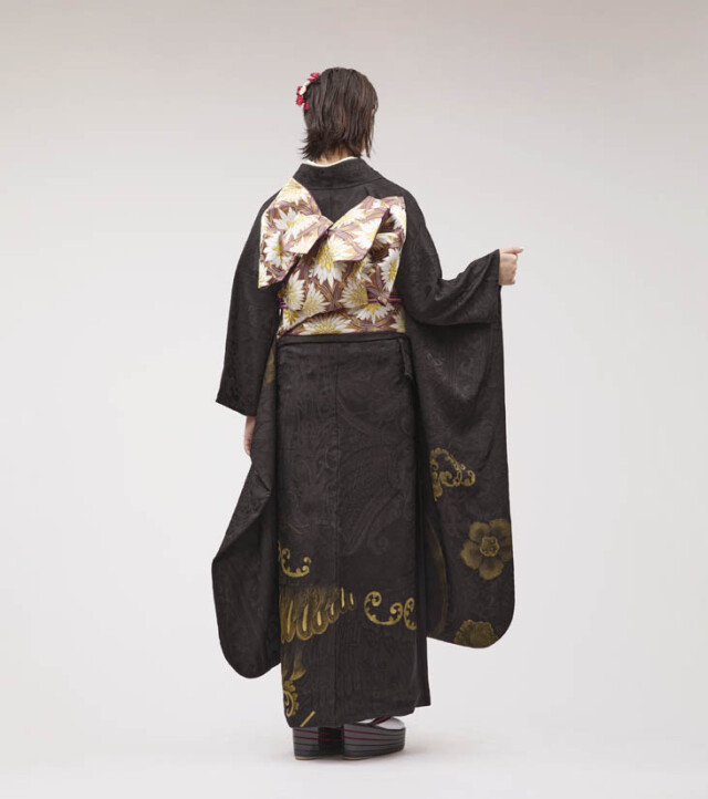 KIMONO KINDの振袖 /黒色/ゴールド色/古典/その他/ 「鳳凰」金彩手描き