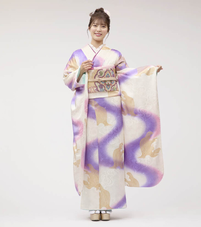 KIMONO KINDの振袖 /白色/紫色/古典/その他/ 金魚振袖 西陣 帯屋捨松