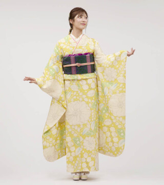 KIMONO KINDの振袖 /紺色/紺色/古典/花柄/ 加賀友禅振袖田嶋秀之作